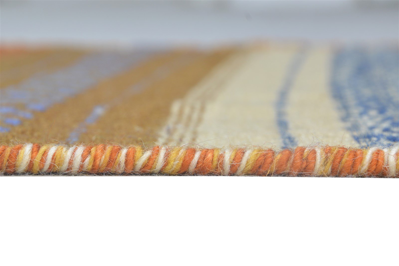 Wool Multi Color Rug 2'6 X 4' Modern Dhurrie Bokhara Striped Small Carpet 7865082216597