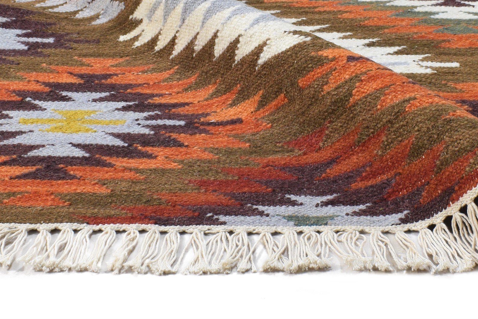 Wool Multi Color Rug 4X6 Southwestern Dhurrie American Tribal Room Size Carpet 7865004392597