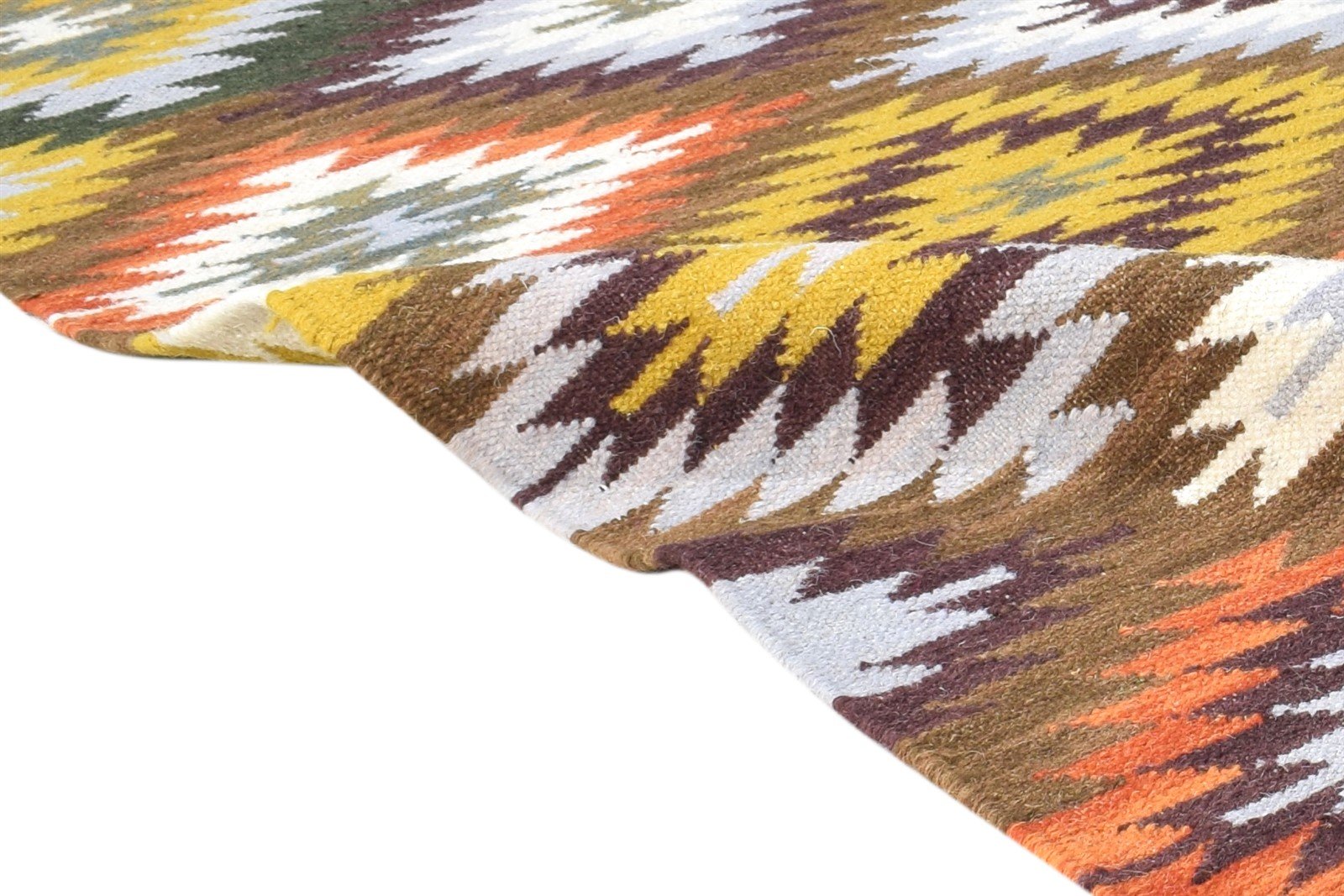 Wool Multi Color Rug 4X6 Southwestern Dhurrie American Tribal Room Size Carpet 7865004392597