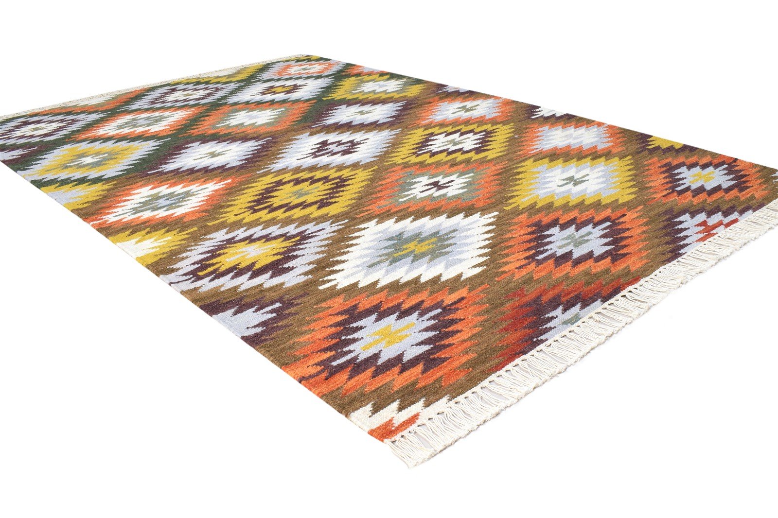 Wool Multi Color Rug 4X6 Southwestern Dhurrie American Tribal Room Size Carpet 7865004392597