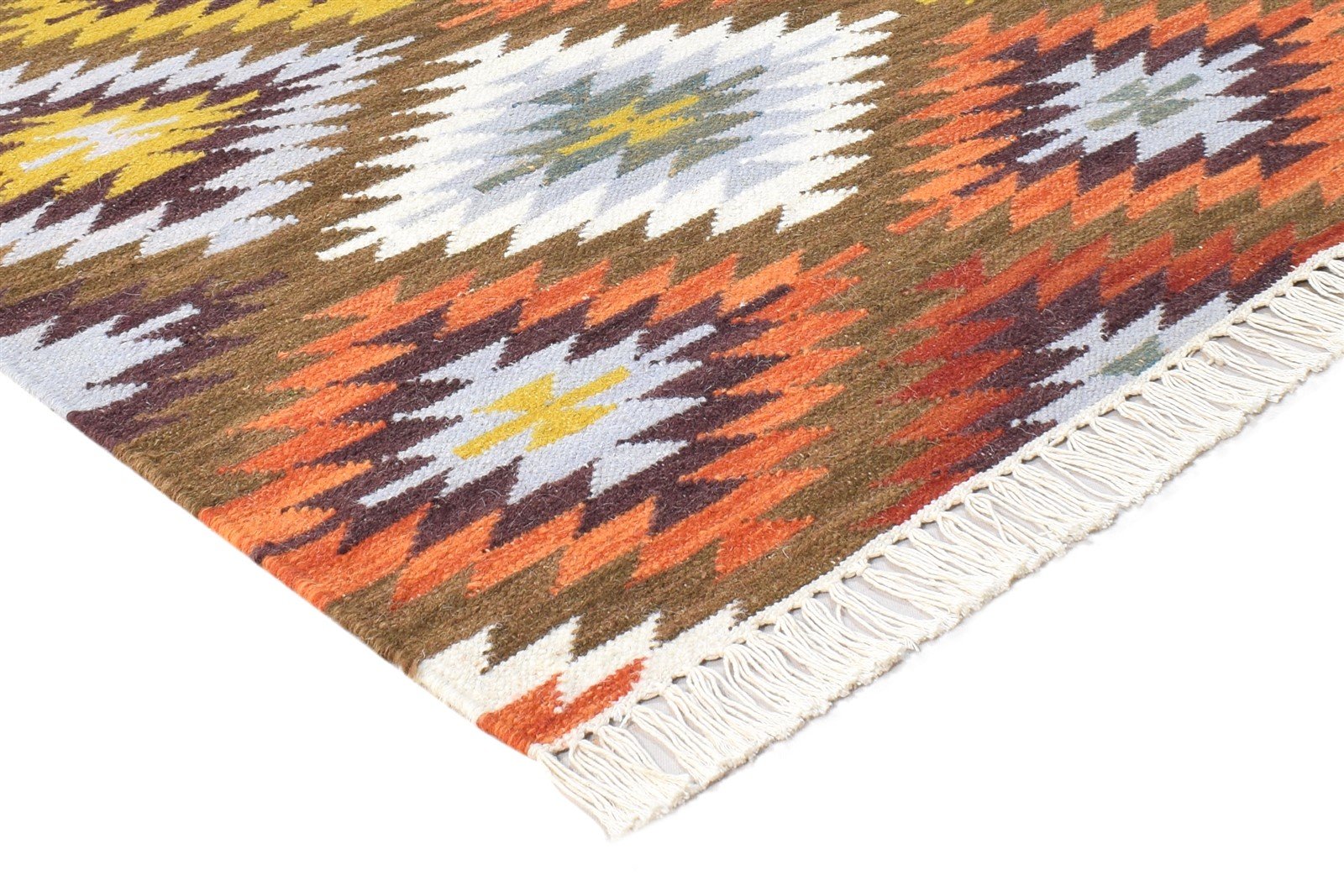 Wool Multi Color Rug 4X6 Southwestern Dhurrie American Tribal Room Size Carpet 7865004392597