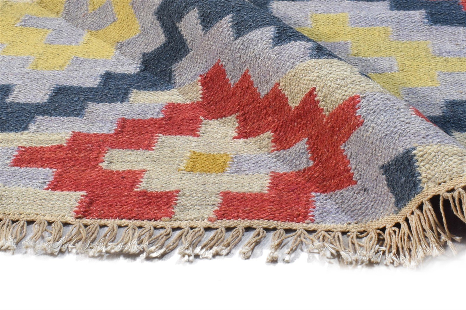 Wool Multi Color Rug 4X6 Southwestern Dhurrie American Tribal Room Size Carpet 7865004556437