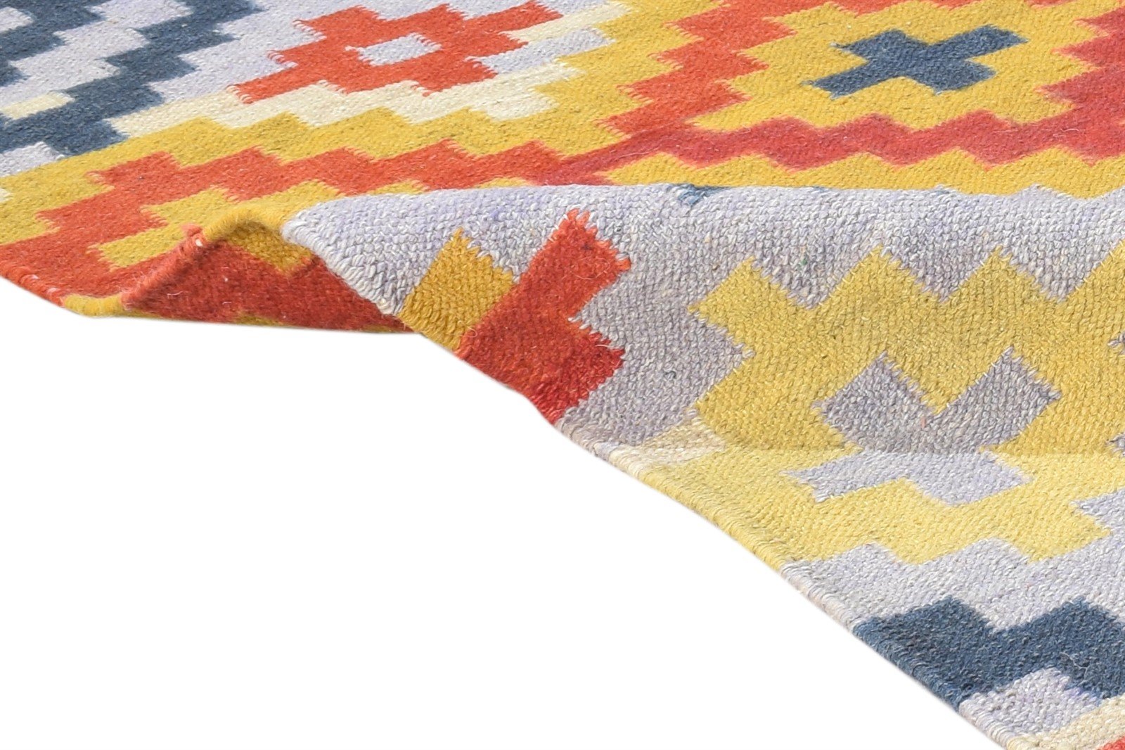 Wool Multi Color Rug 4X6 Southwestern Dhurrie American Tribal Room Size Carpet 7865004556437