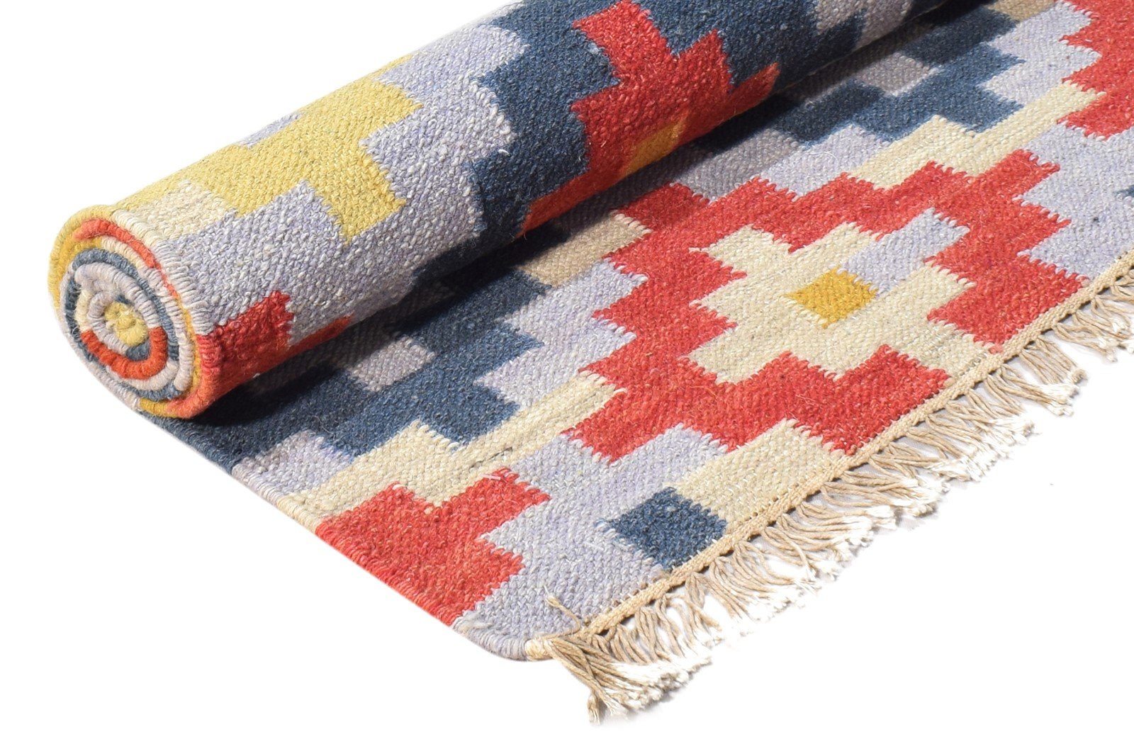 Wool Multi Color Rug 4X6 Southwestern Dhurrie American Tribal Room Size Carpet 7865004556437