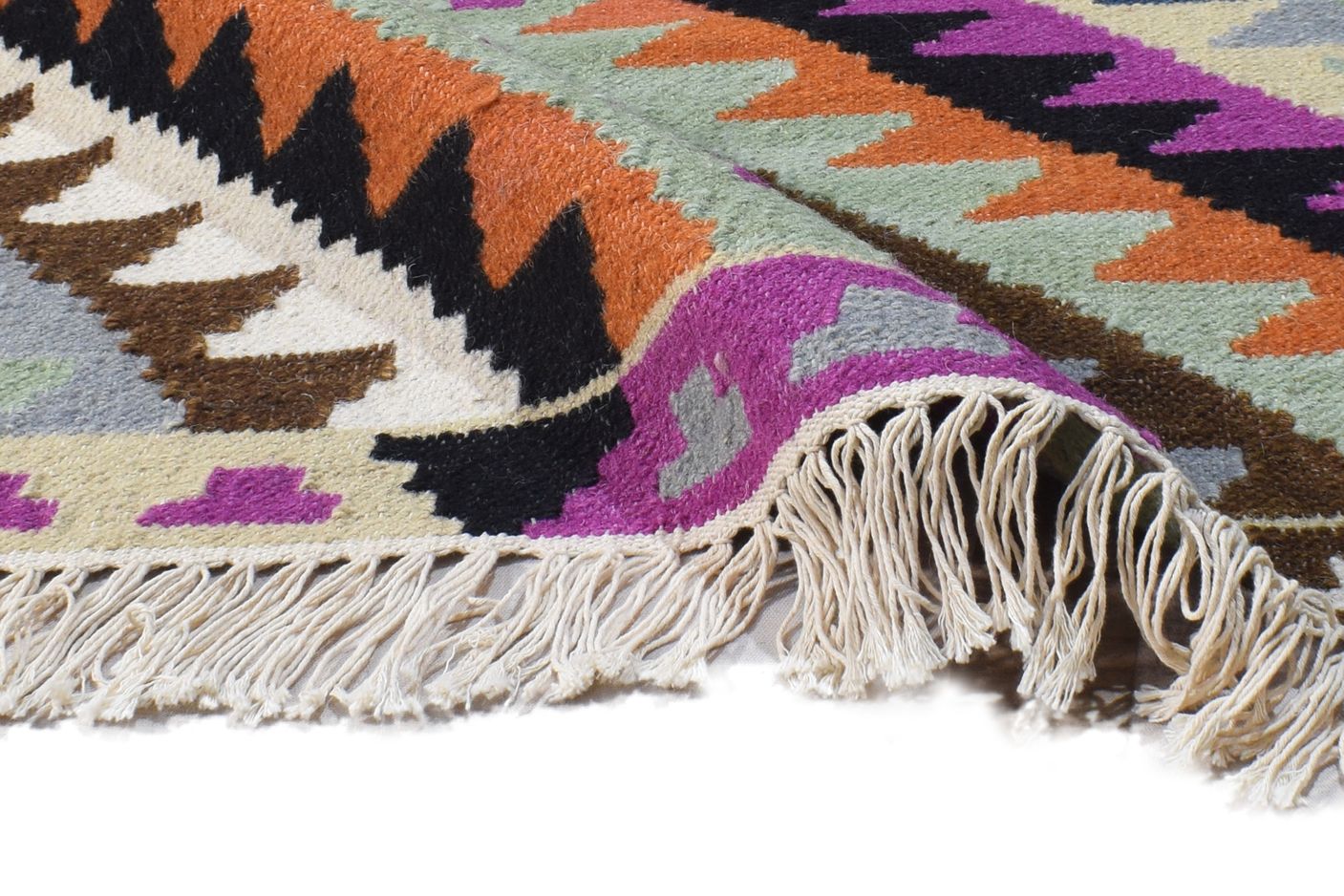Wool Multi Color Rug 4X6 Southwestern Dhurrie American Tribal Room Size Carpet 7865001017493
