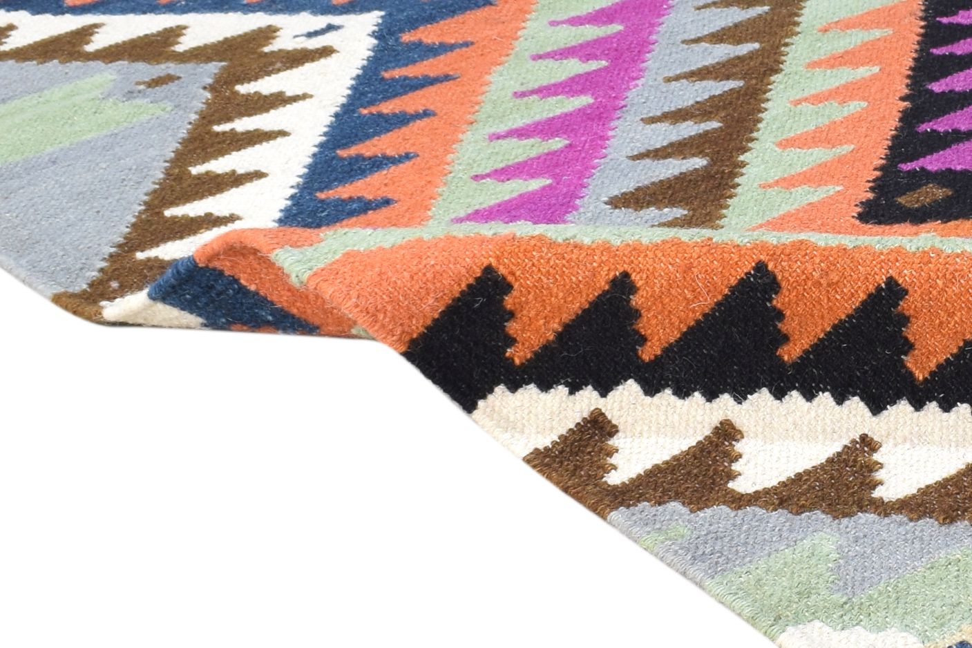 Wool Multi Color Rug 4X6 Southwestern Dhurrie American Tribal Room Size Carpet 7865001017493