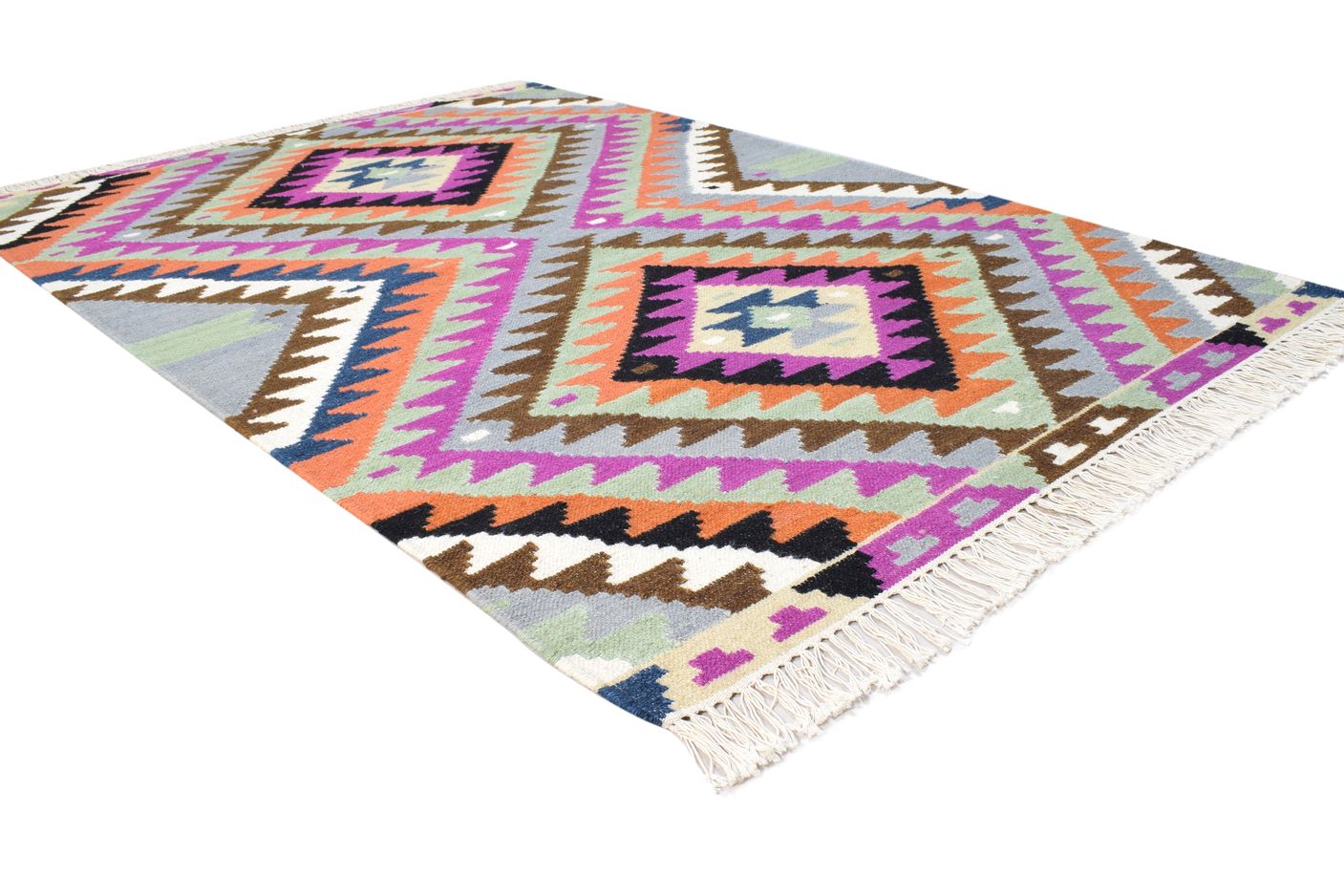 Wool Multi Color Rug 4X6 Southwestern Dhurrie American Tribal Room Size Carpet 7865001017493
