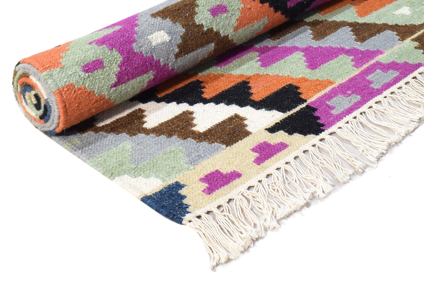 Wool Multi Color Rug 4X6 Southwestern Dhurrie American Tribal Room Size Carpet 7865001017493