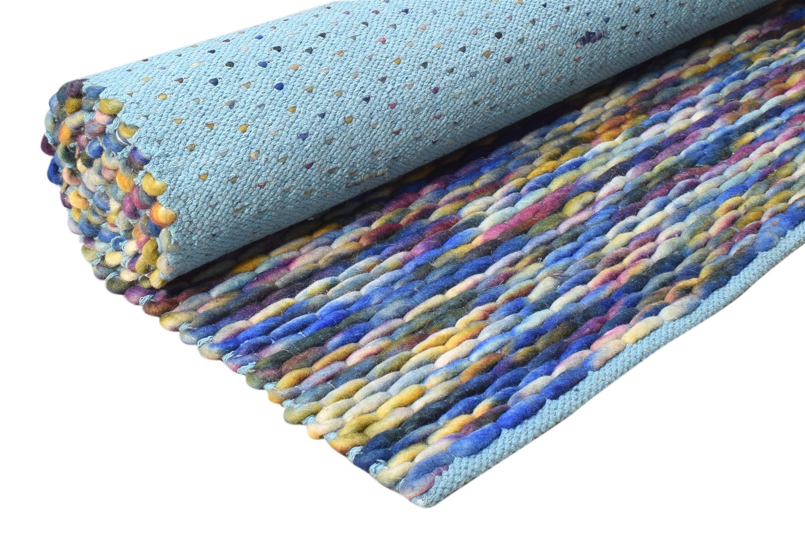 Kristel Wool Multi Color Rug 5' X 8' Modern Braided Bohemian Abstract 7865053970581