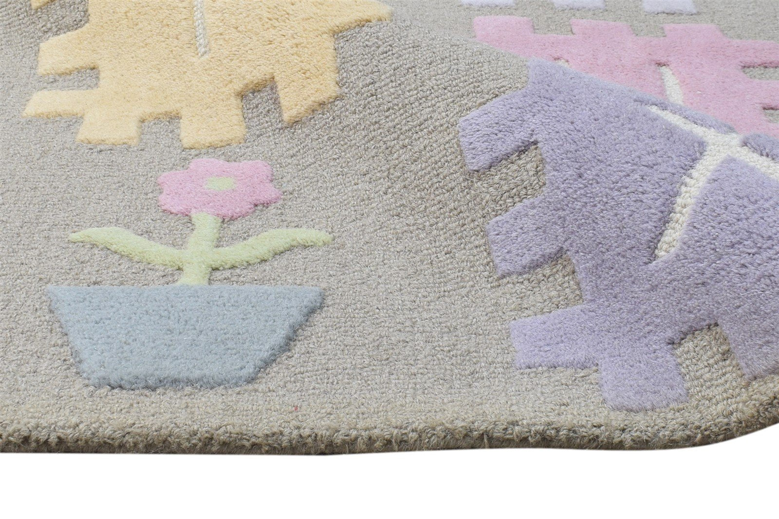 Wool Multi Color Rug 5X8 Modern Hand Tufted American Abstract Room Size Carpet 7865112658069