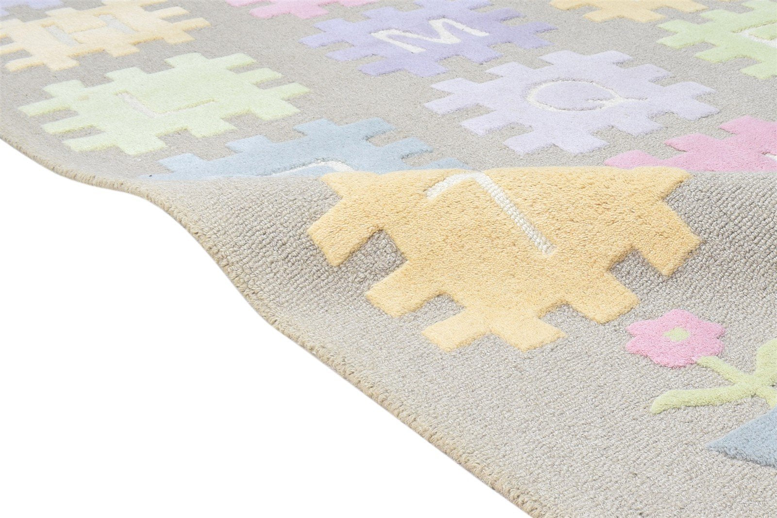 Wool Multi Color Rug 5X8 Modern Hand Tufted American Abstract Room Size Carpet 7865112658069