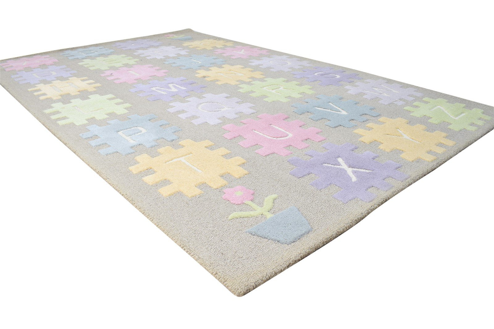 Wool Multi Color Rug 5X8 Modern Hand Tufted American Abstract Room Size Carpet 7865112658069
