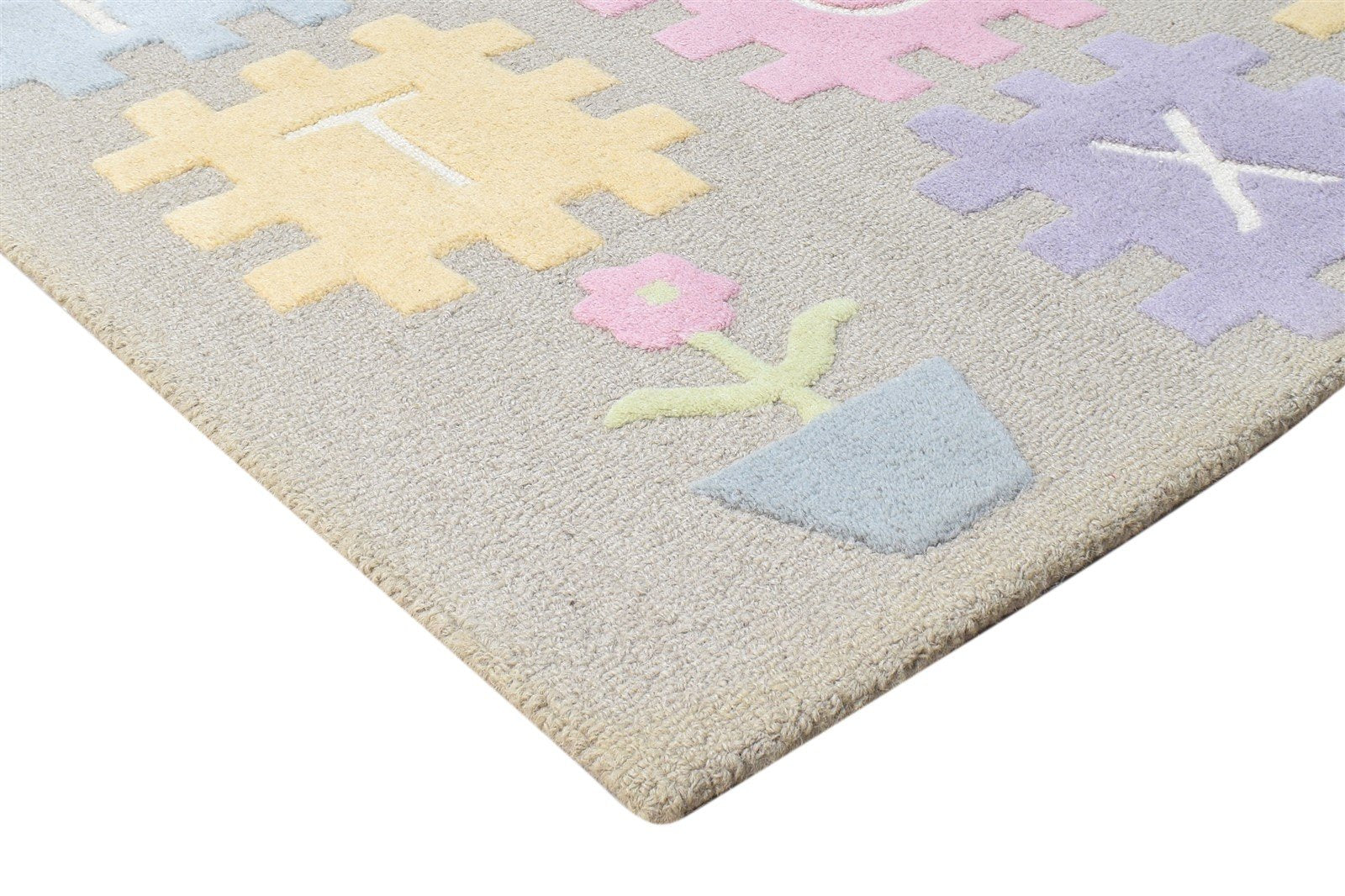 Wool Multi Color Rug 5X8 Modern Hand Tufted American Abstract Room Size Carpet 7865112658069