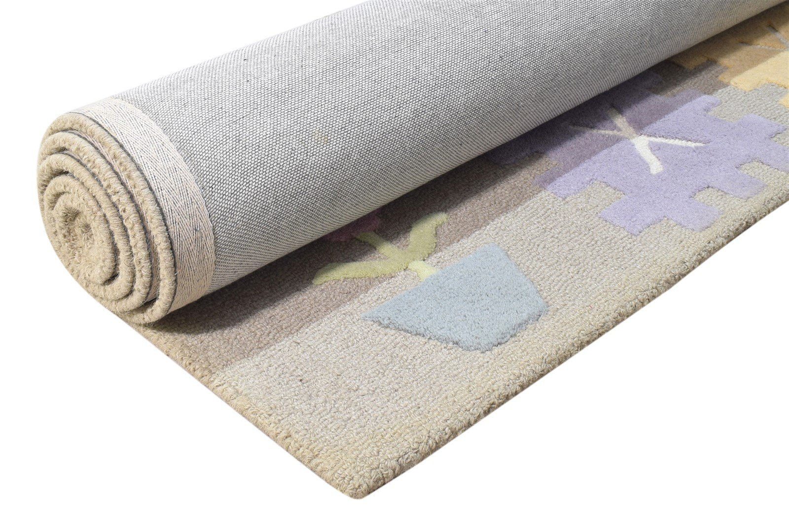 Wool Multi Color Rug 5X8 Modern Hand Tufted American Abstract Room Size Carpet 7865112658069