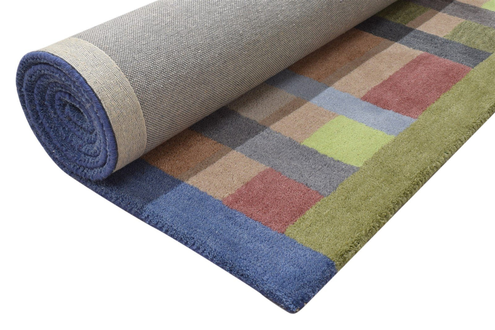 Wool Multi Color Rug 5X8 Modern Hand Tufted Scandinavian Geometric Room Size 7864083742869