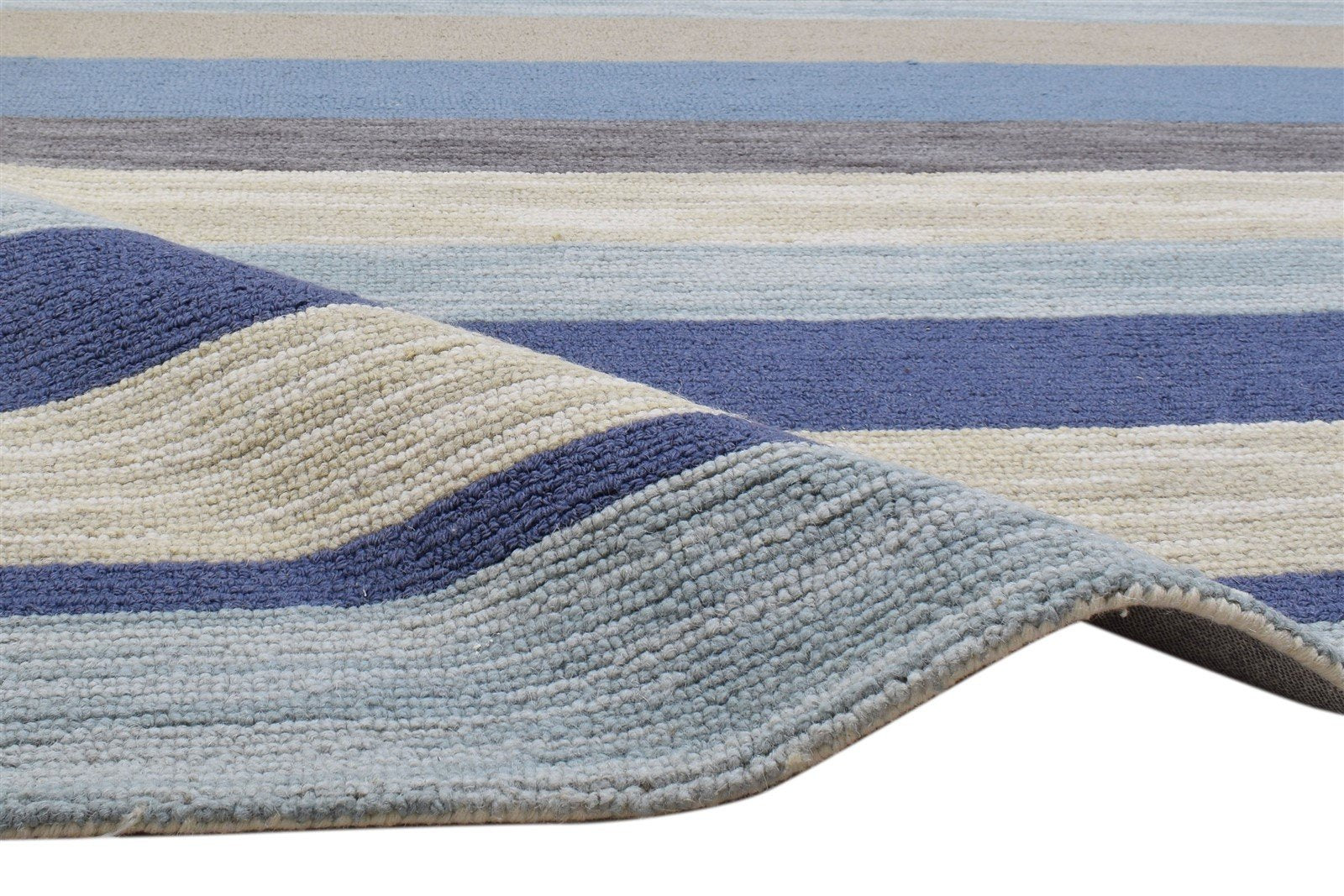 Wool Multi Color Rug 5X8 Modern Hand Tufted Scandinavian Striped Room Size 7860705591445