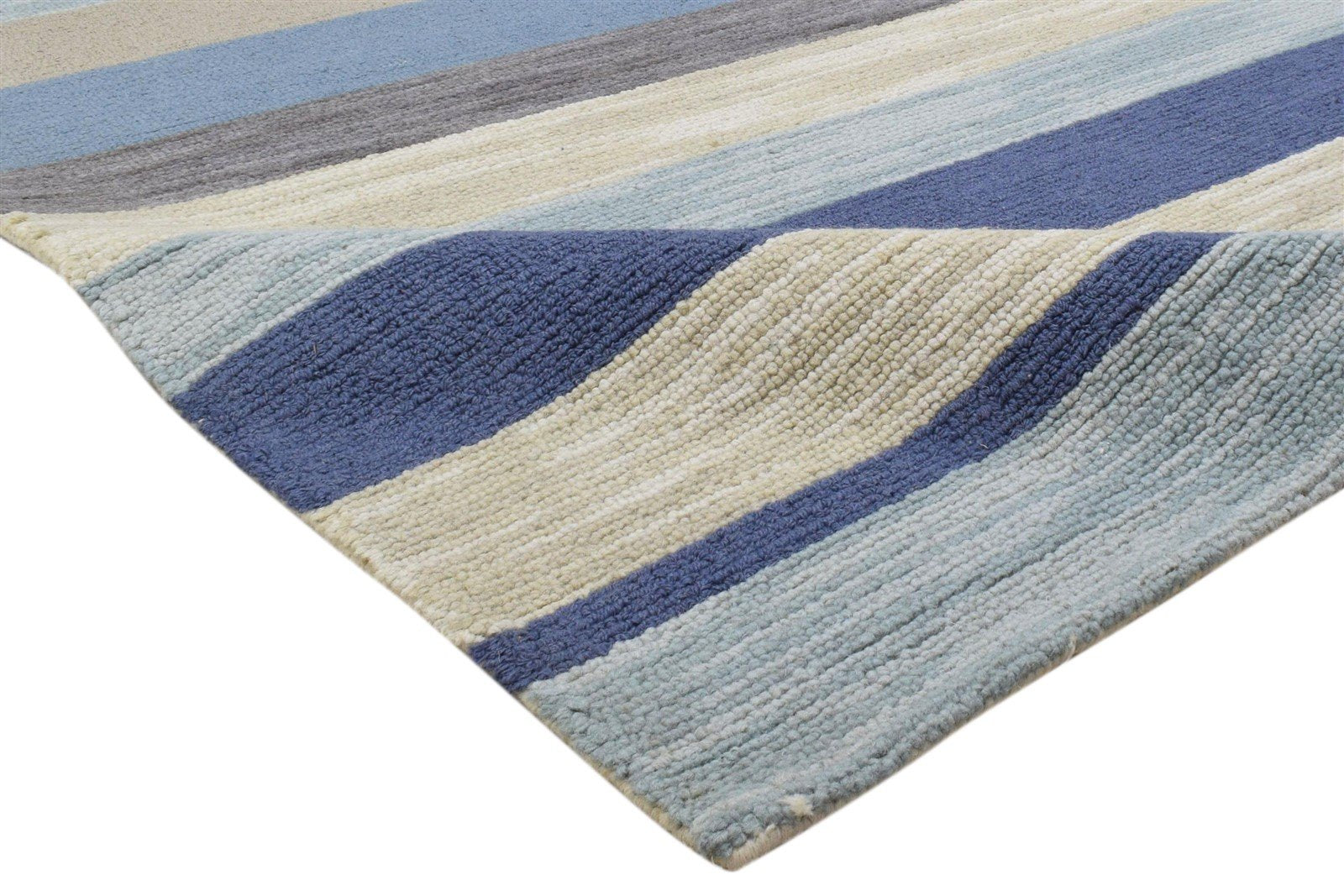 Wool Multi Color Rug 5X8 Modern Hand Tufted Scandinavian Striped Room Size 7860705591445