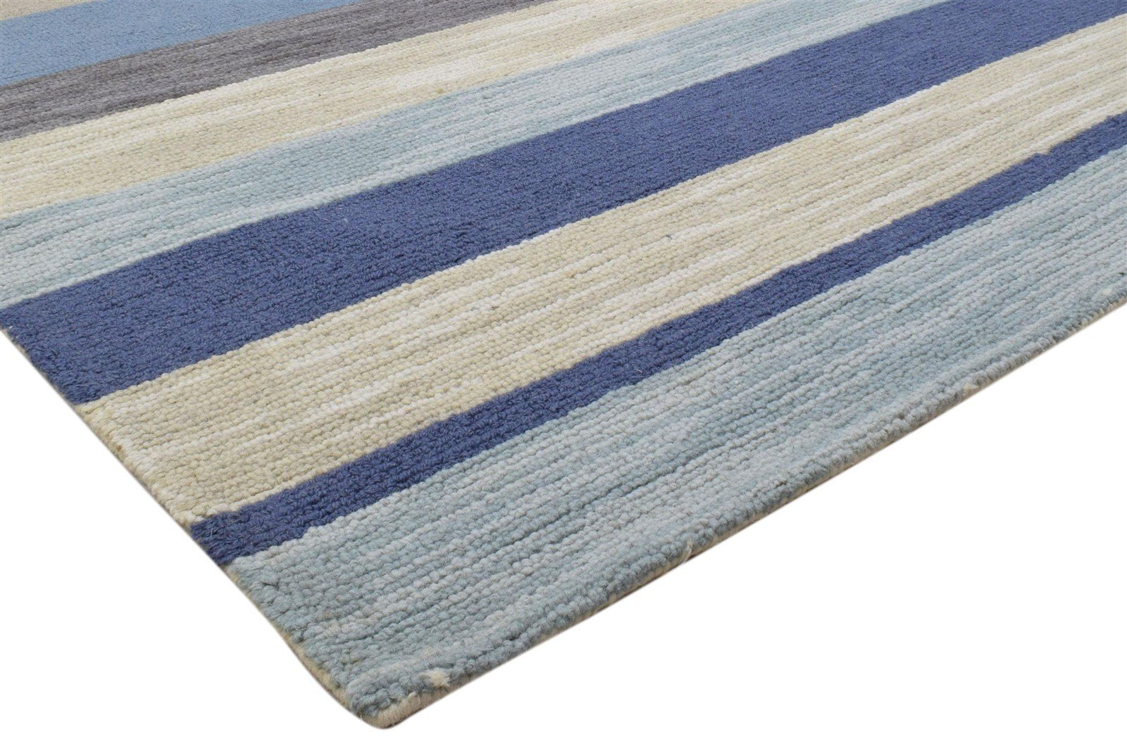 Wool Multi Color Rug 5X8 Modern Hand Tufted Scandinavian Striped Room Size 7860705591445