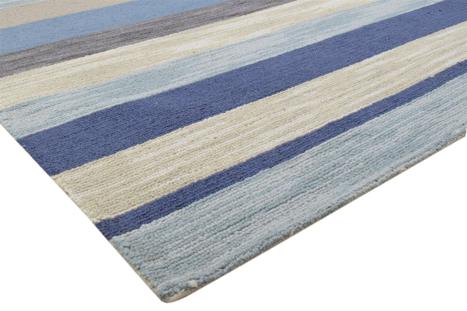 Wool Multi Color Rug 5X8 Modern Hand Tufted Scandinavian Striped Room Size 7860705591445