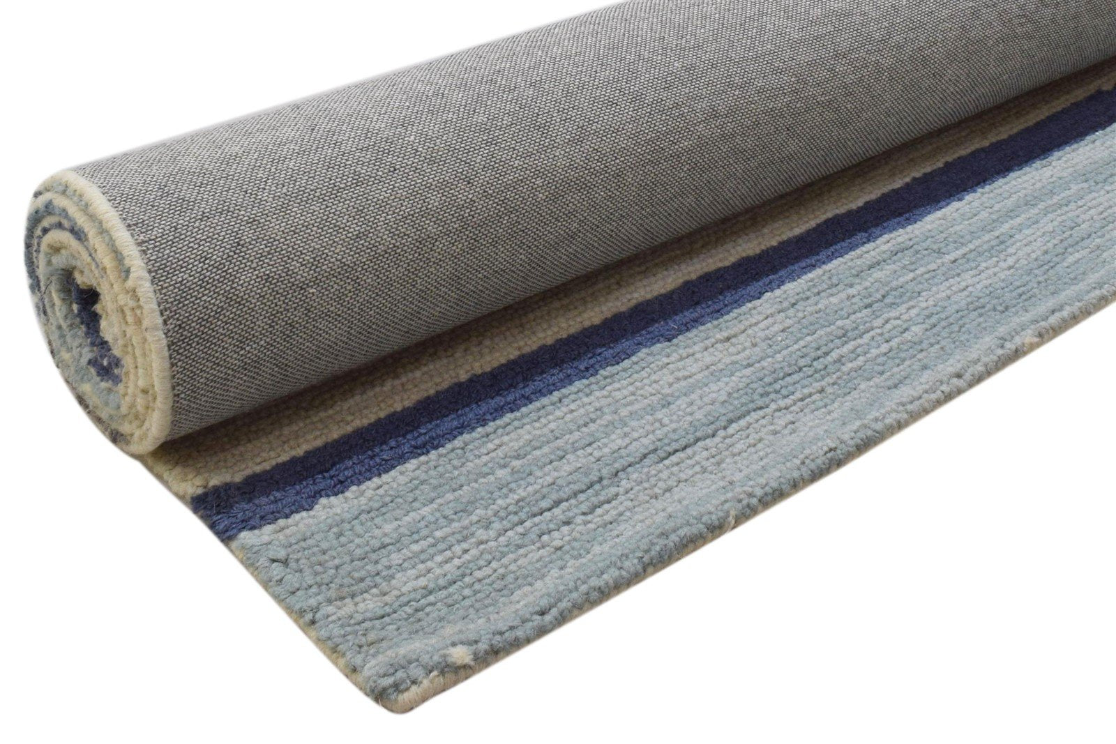 Wool Multi Color Rug 5X8 Modern Hand Tufted Scandinavian Striped Room Size 7860705591445