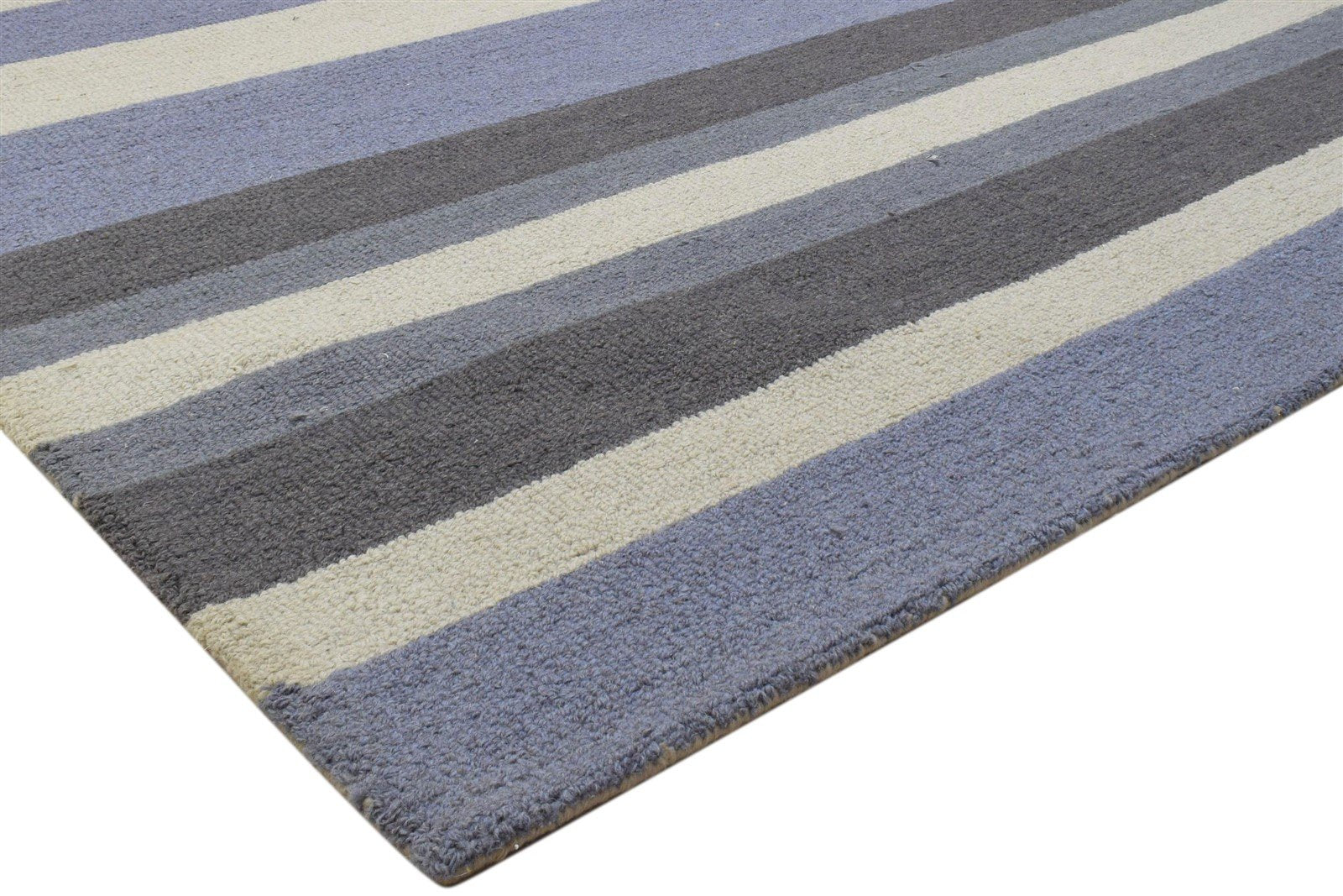 Wool Multi Color Rug 5X8 Modern Hand Tufted Scandinavian Striped Room Size 7860705951893