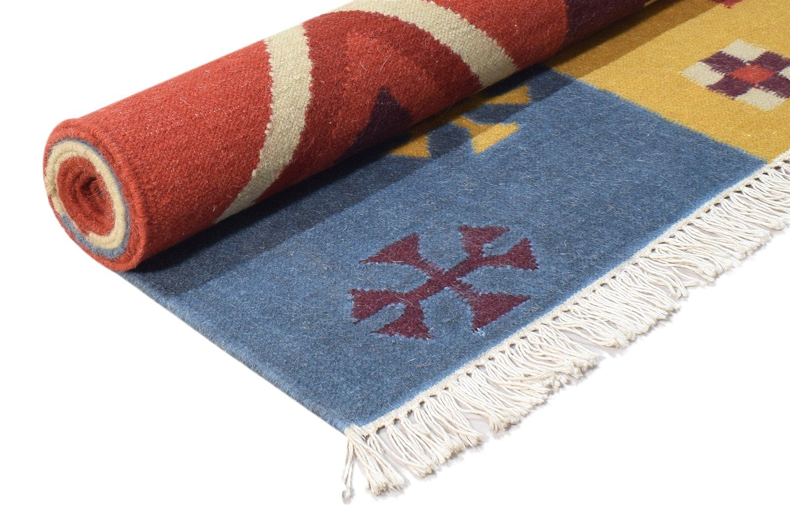 Simonette Wool Multi Color Rug 6X8 Southwestern Dhurrie American Tribal 7865050071189