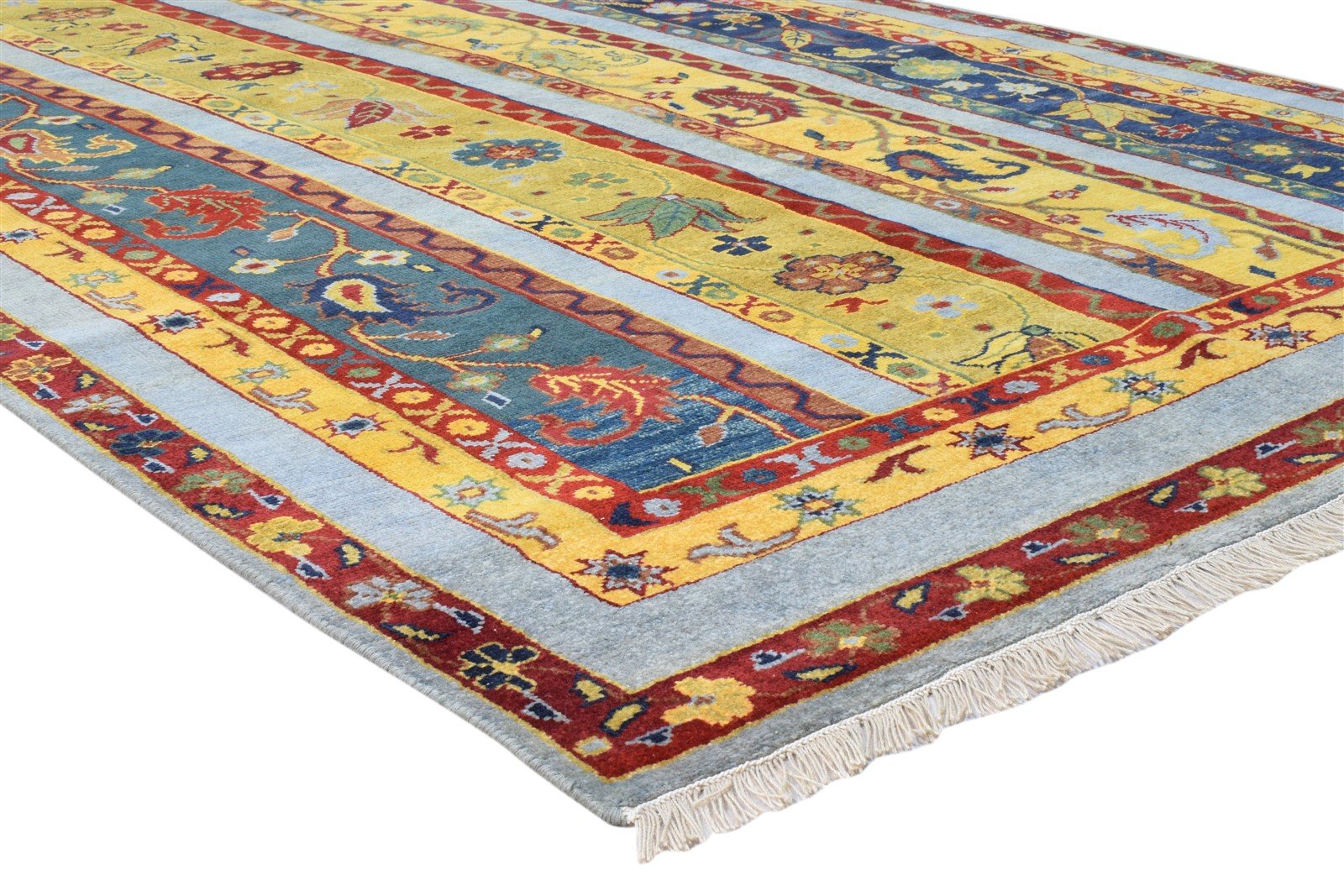 Bobette Wool Multi Color Rug 6X9 Persian Hand Knotted Turkish Striped 7860676034709