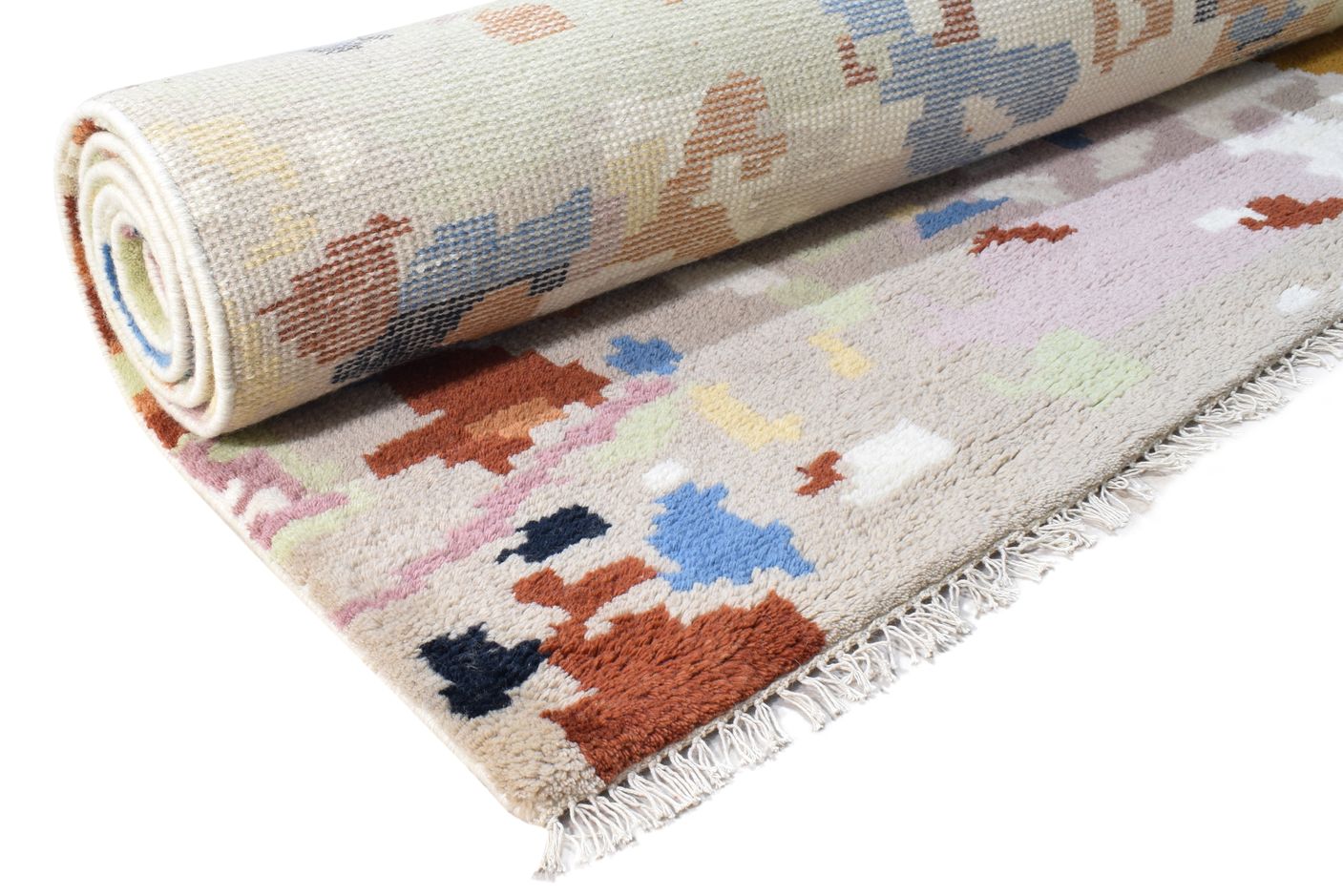 Wool Multi Color Rug 8' X 10' Modern Hand Knotted French Abstract Large Carpet 7864972312725