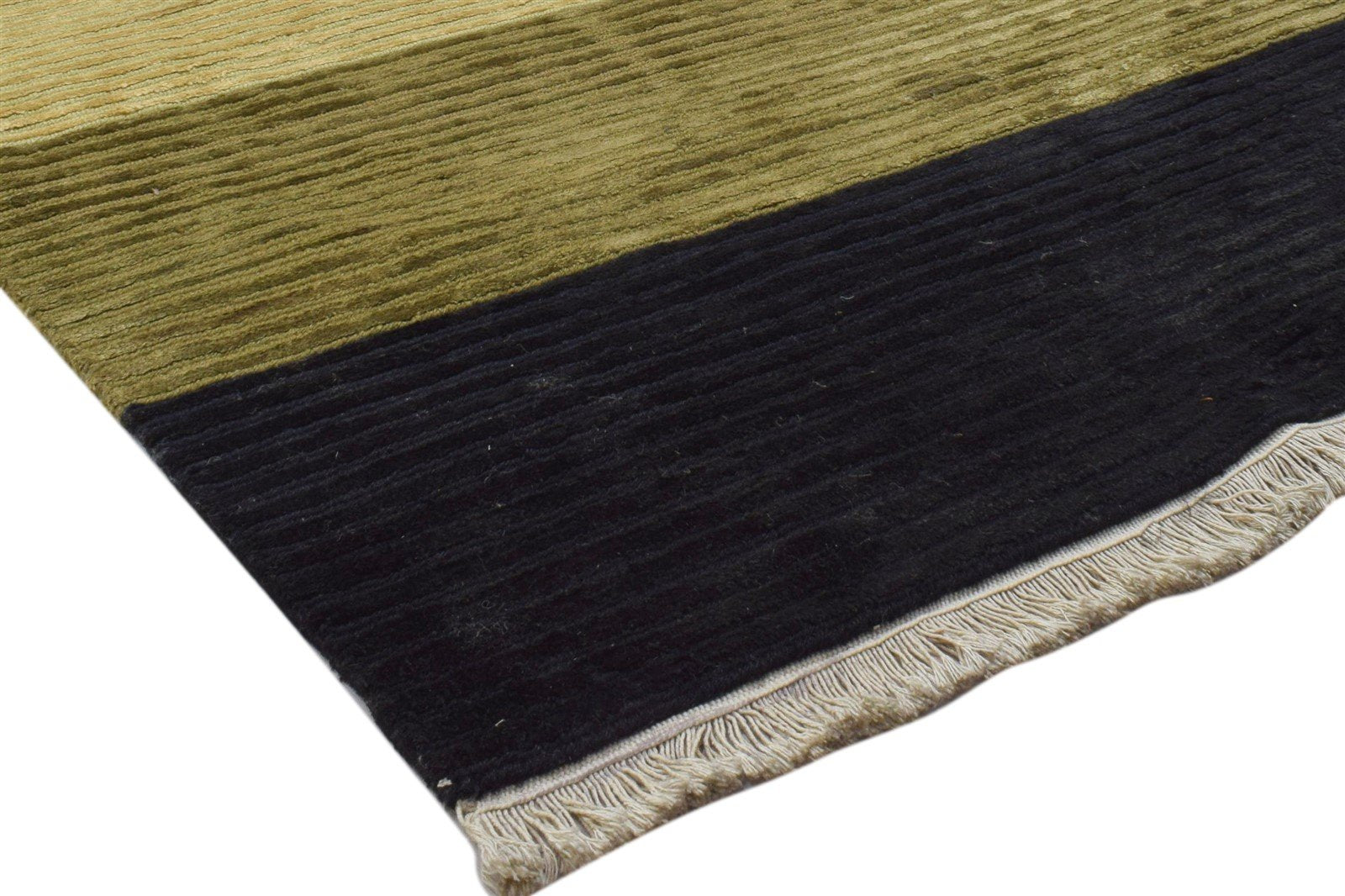 Wool Multi Rug 3' X 9' Modern Hand Knotted Indian Striped 3'2"X9'0" Carpet 7860702118037