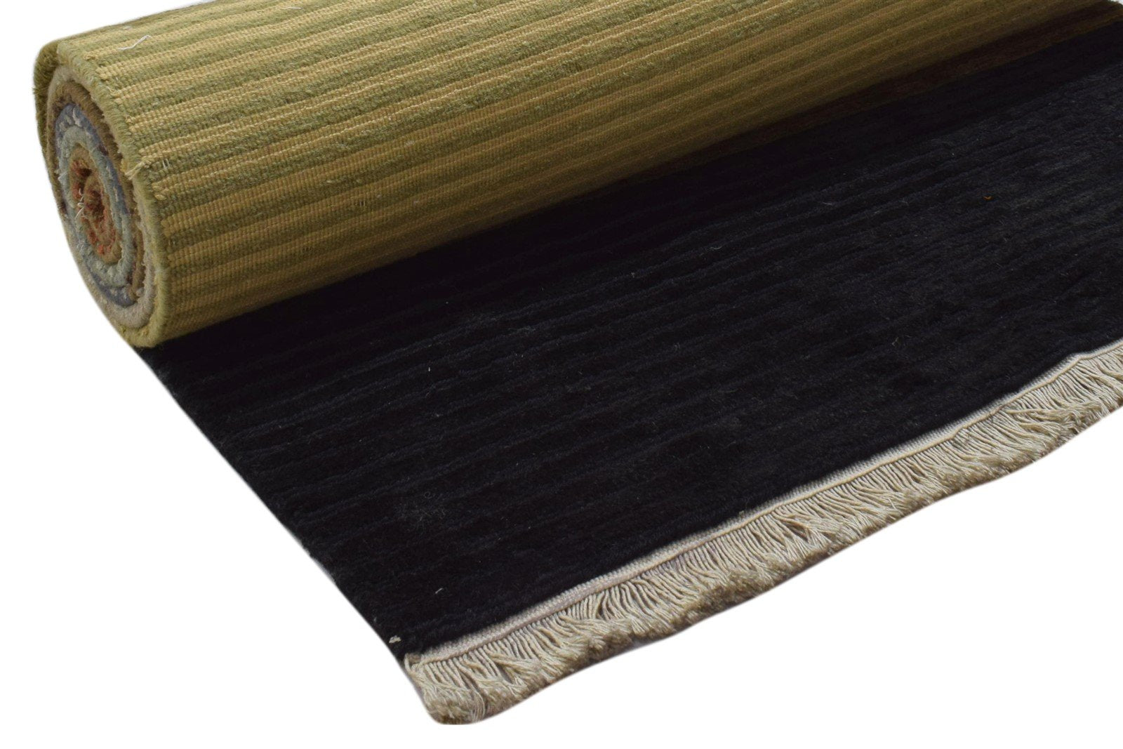 Wool Multi Rug 3' X 9' Modern Hand Knotted Indian Striped 3'2"X9'0" Carpet 7860702118037