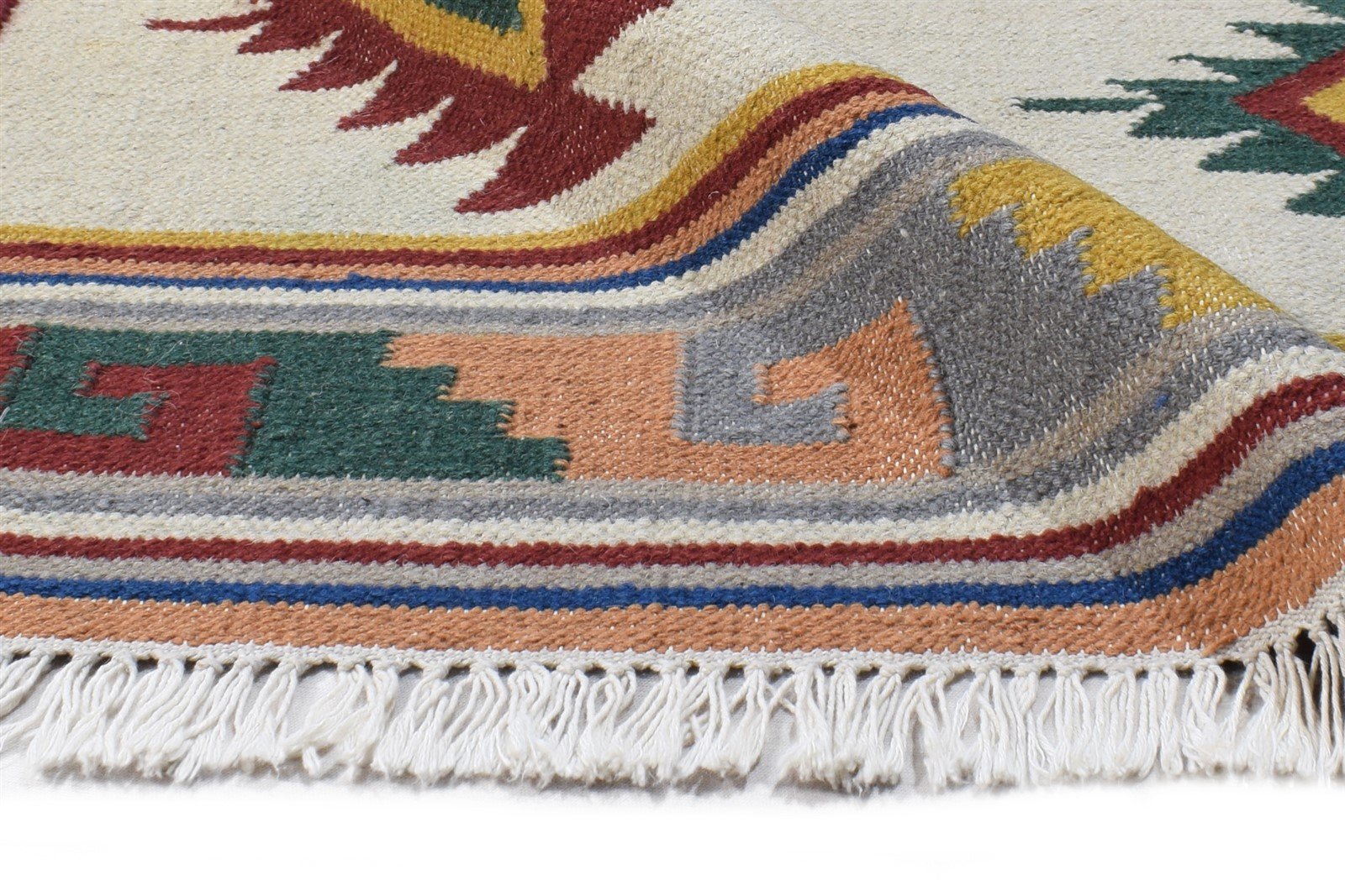 Wool Multi Rug 4' X 6' Persian Dhurrie Southwestern Oriental Room Size Carpet 7864990433429