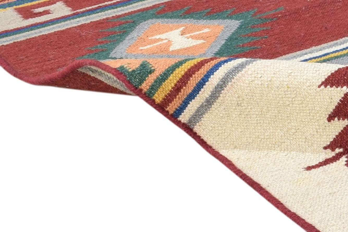 Wool Multi Rug 4' X 6' Persian Dhurrie Southwestern Oriental Room Size Carpet 7864990433429