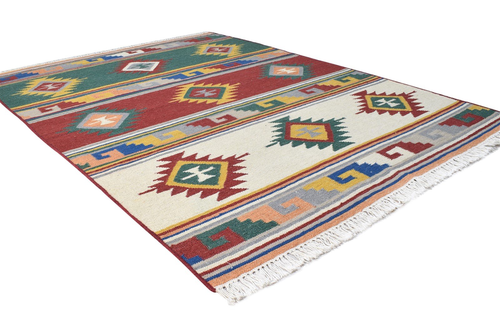 Wool Multi Rug 4' X 6' Persian Dhurrie Southwestern Oriental Room Size Carpet 7864990433429