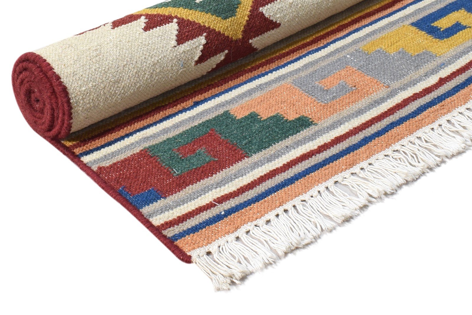 Wool Multi Rug 4' X 6' Persian Dhurrie Southwestern Oriental Room Size Carpet 7864990433429