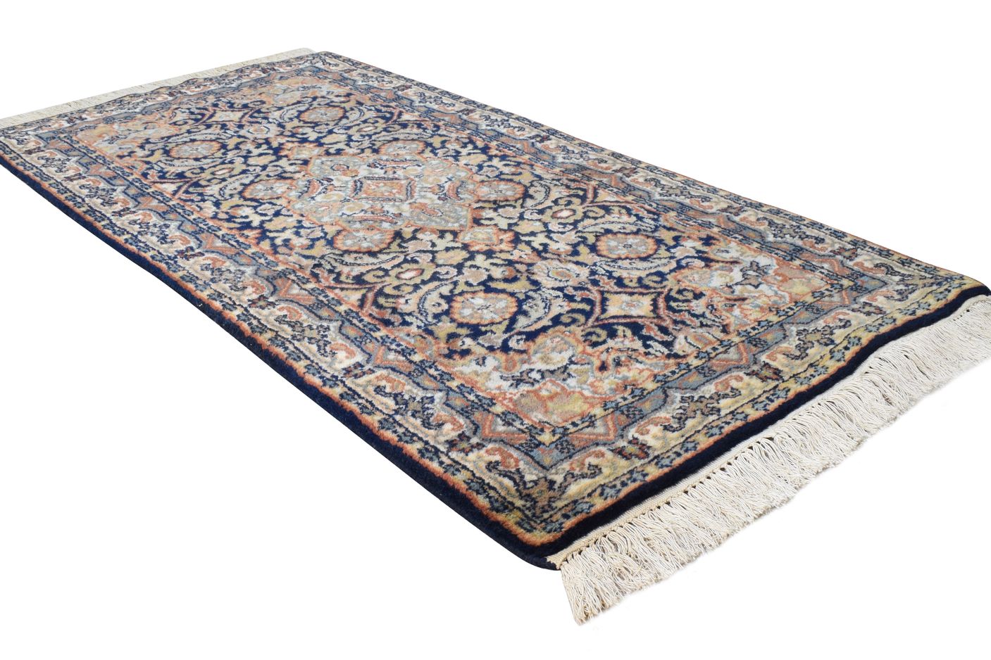 Wool Navy Blue Rug 2'6 X 5' Persian Hand Knotted Tabriz Oriental Small Carpet 7864678842517