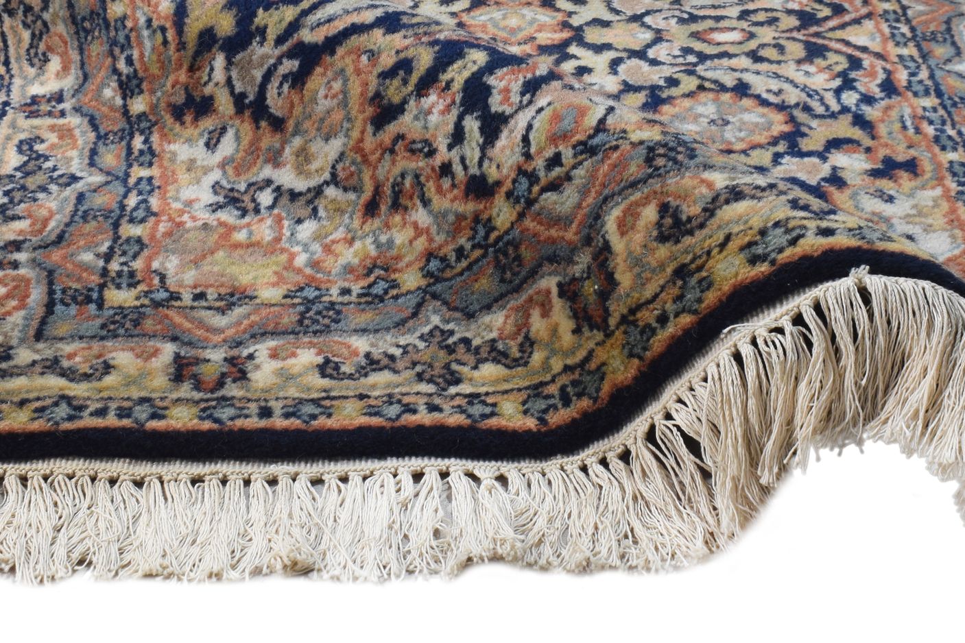 Wool Navy Blue Rug 2'6 X 5' Persian Hand Knotted Tabriz Oriental Small Carpet 7864678842517