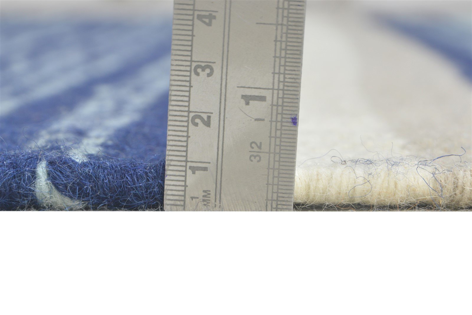 Wool Navy Blue Rug 5' X 8' Modern Dhurrie Scandinavian Striped Room Size Carpet 7865051840661