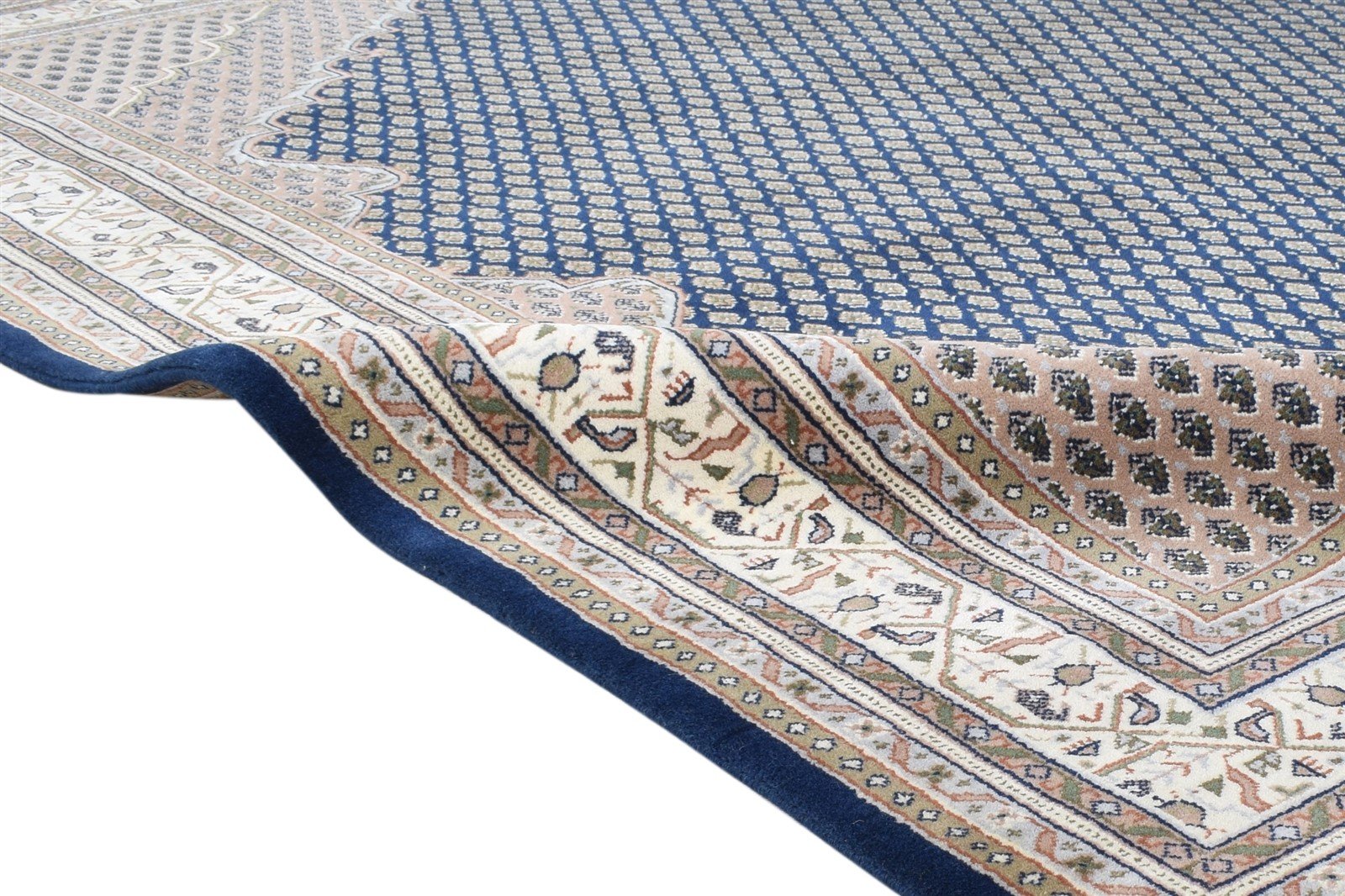 Wool Navy Blue Rug 6' X 8' Persien Hand Knotted Qum Oriental Room Size Carpet 7865130123413