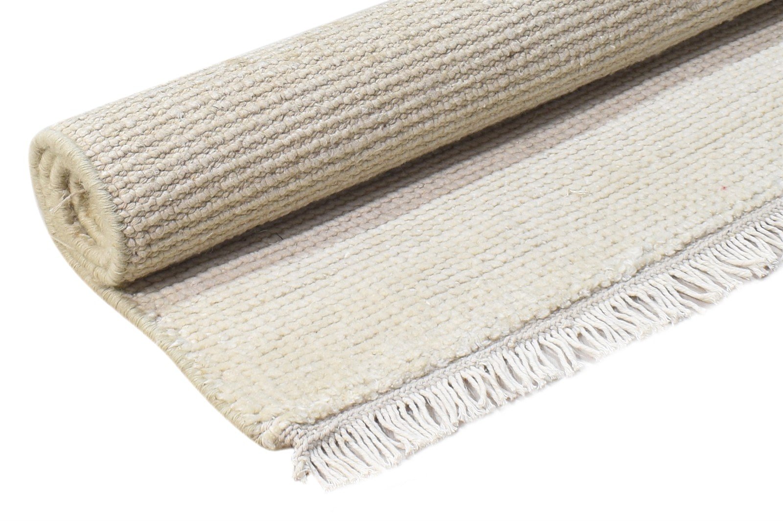 Wool Off-White Rug 2' X 3' Modern Hand Knotted Scandinavian Solid Small Carpet 7865124389013