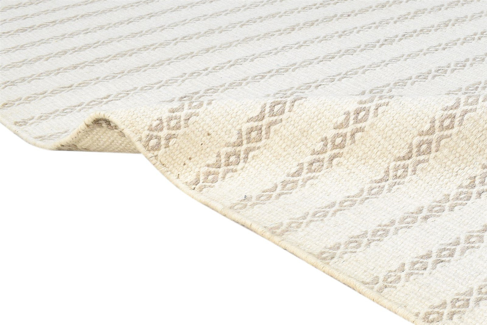 Wool Off-White Rug 5' X 7' Modern Dhurrie Scandinavian Striped Room Size Carpet 7865051545749