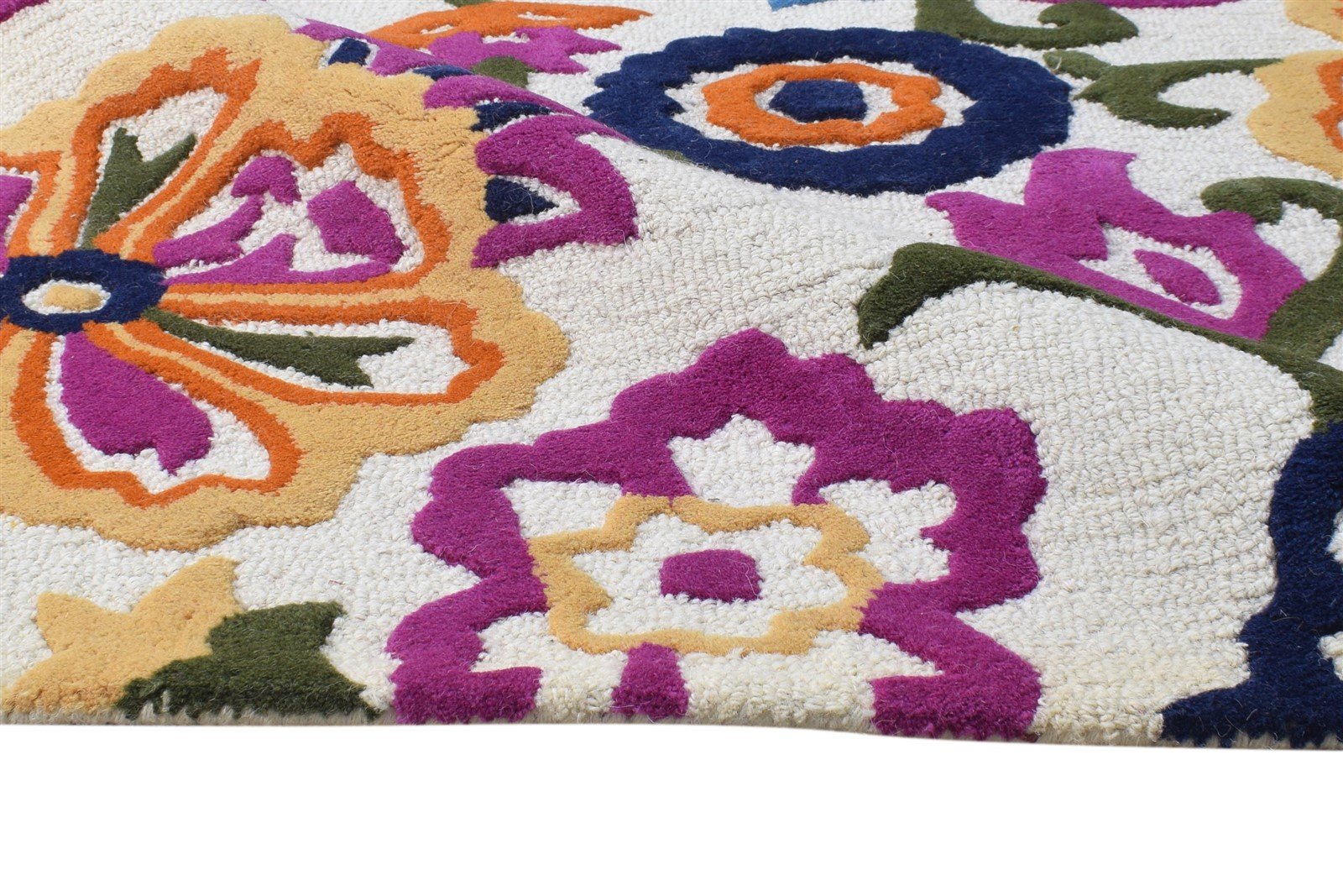 Wool Off-White Rug 6' X 8' Modern Hand Tufted French Floral Room Size Carpet 7865055805589