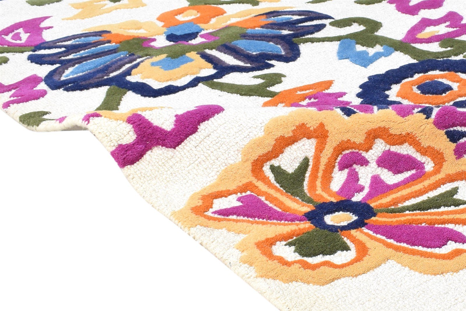 Wool Off-White Rug 6' X 8' Modern Hand Tufted French Floral Room Size Carpet 7865055805589