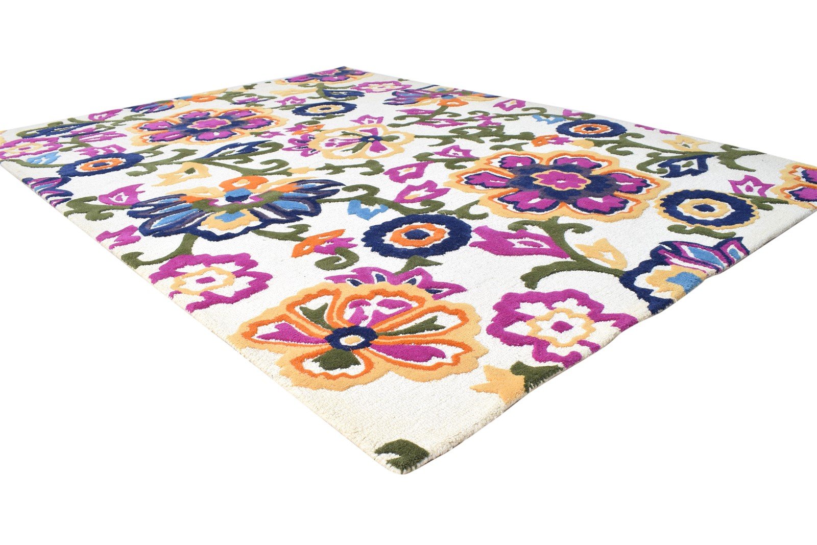 Wool Off-White Rug 6' X 8' Modern Hand Tufted French Floral Room Size Carpet 7865055805589