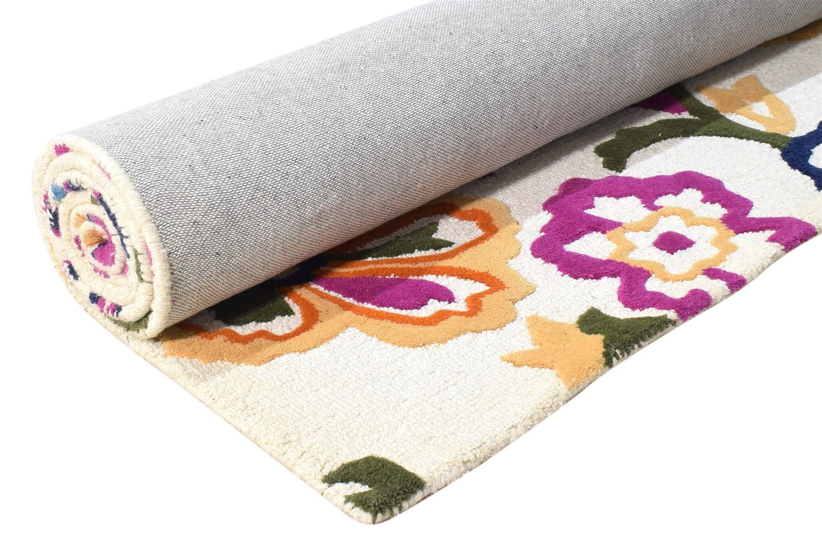 Wool Off-White Rug 6' X 8' Modern Hand Tufted French Floral Room Size Carpet 7865055805589