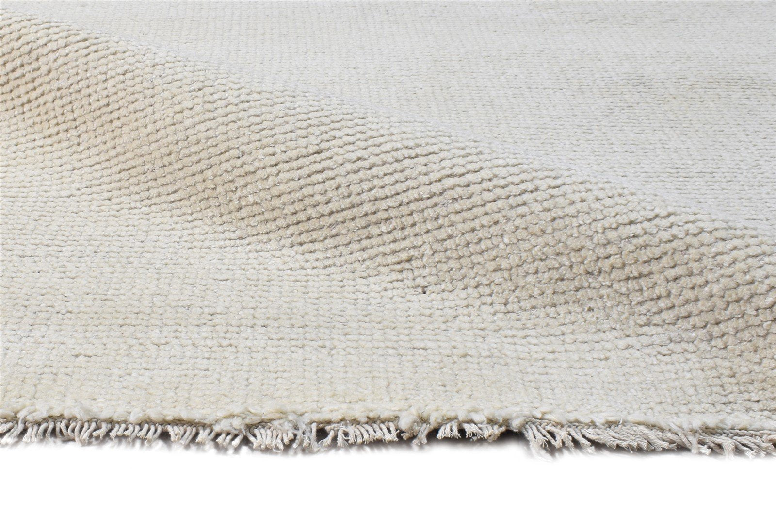 Wool Off-White Rug 6' X 9' Modern Hand Knotted Scandinavian Solid Large Carpet 7865124126869