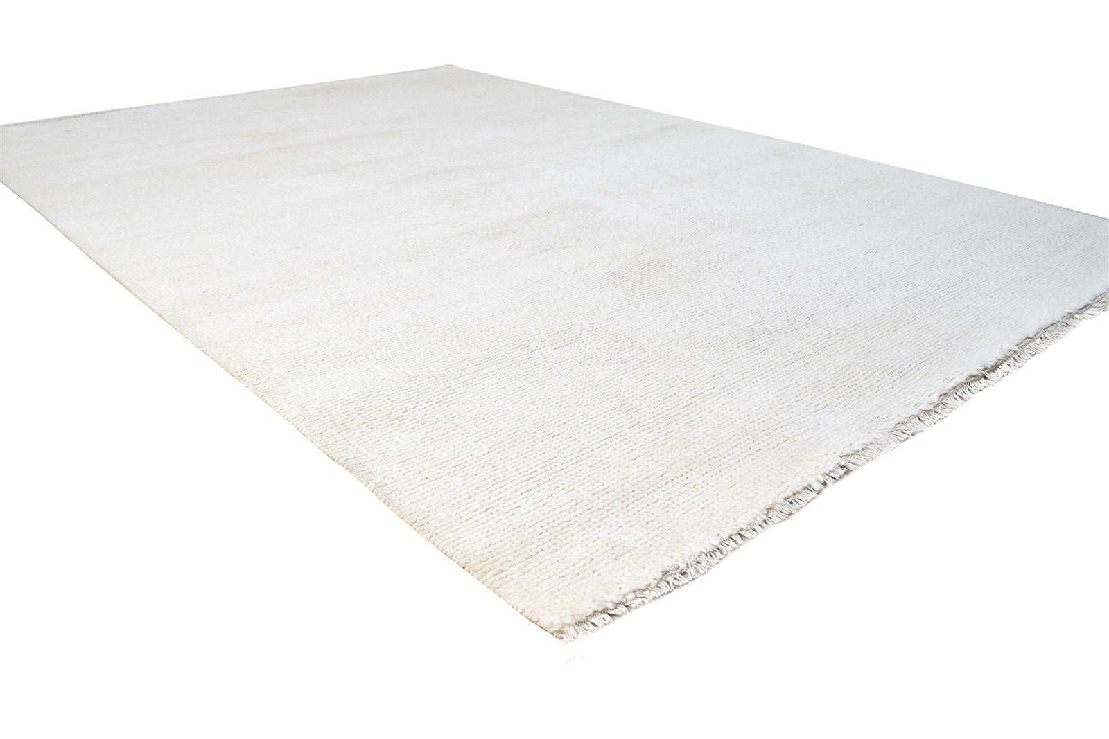 Wool Off-White Rug 6' X 9' Modern Hand Knotted Scandinavian Solid Large Carpet 7865124126869