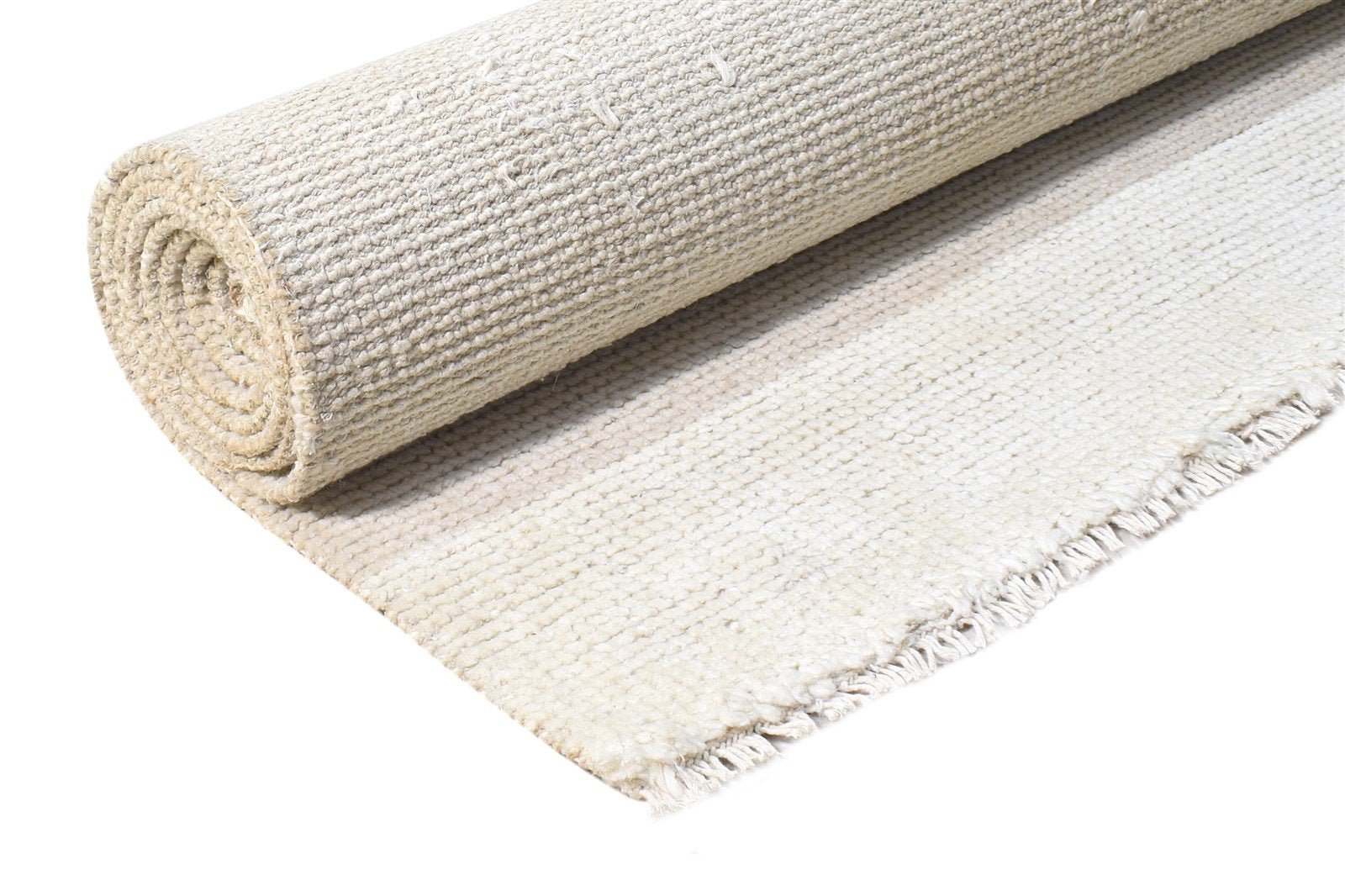 Wool Off-White Rug 6' X 9' Modern Hand Knotted Scandinavian Solid Large Carpet 7865124126869