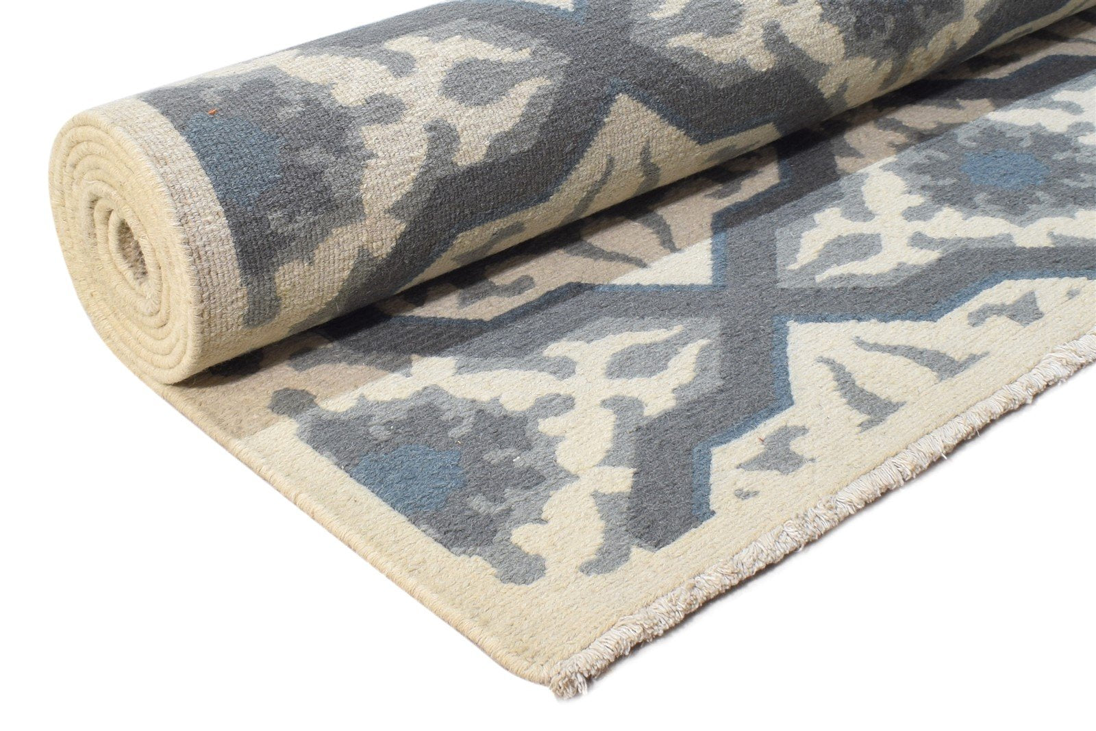 Wool Off-White Rug 8' X 10' Modern Flatweave Moroccan Trellis Large Carpet 7865073336469