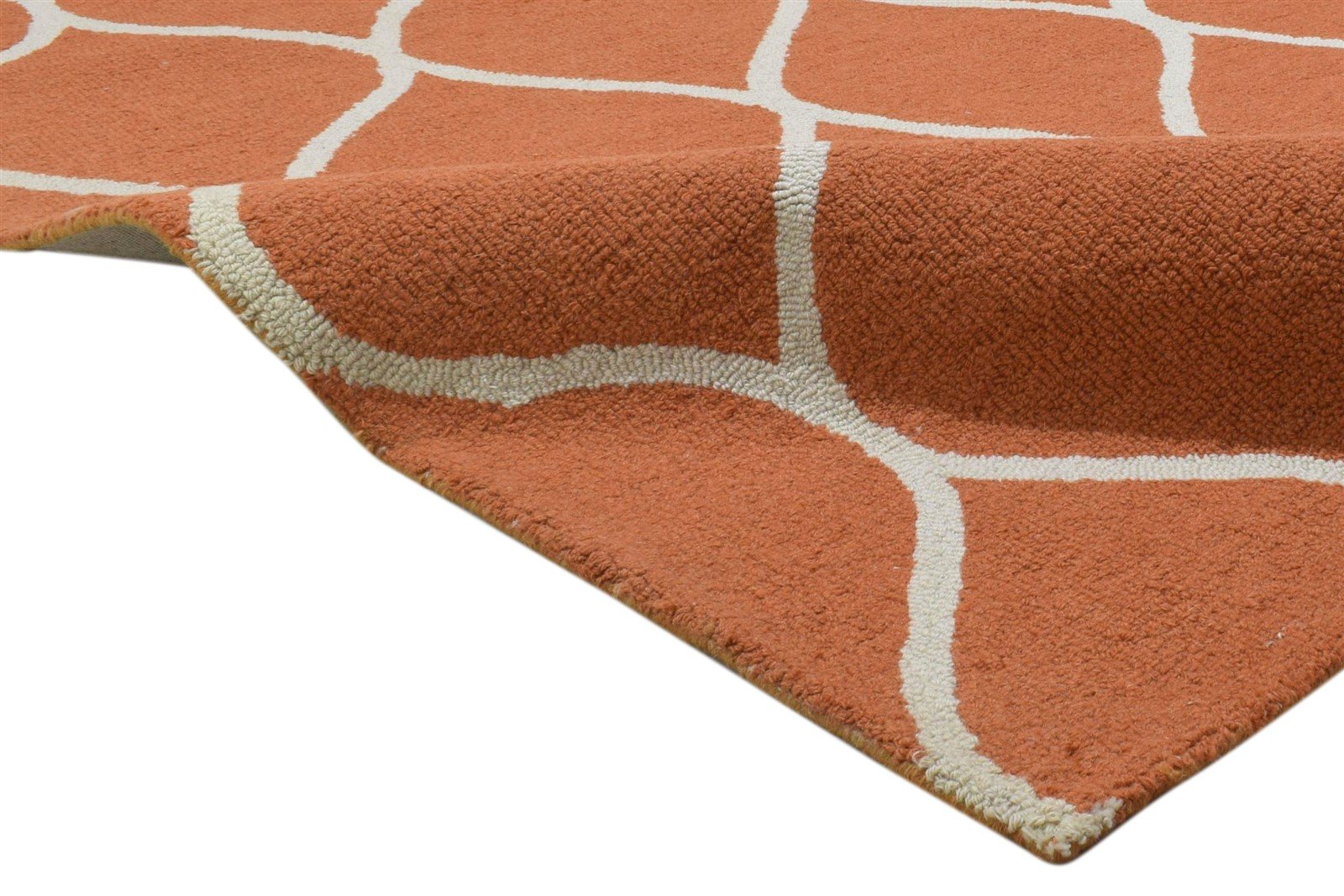 Wool Orange Rug 5' X 7' Modern Hand Tufted Indian Trellis 5'0"X7'1" Carpet 7860704968853