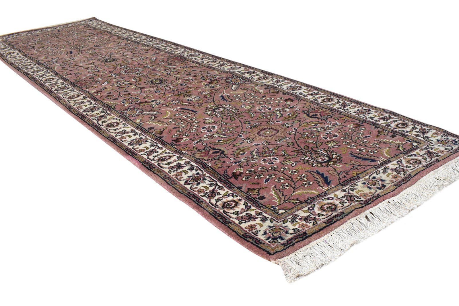 Wool Pink Rug 2'6 X 9' Persian Hand Knotted Kashan Oriental Small Runner 7864669077653